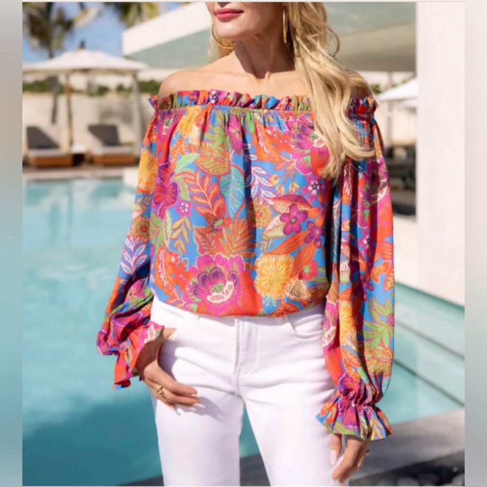 Floral Off-Shoulder Blouse in Multi-Color
